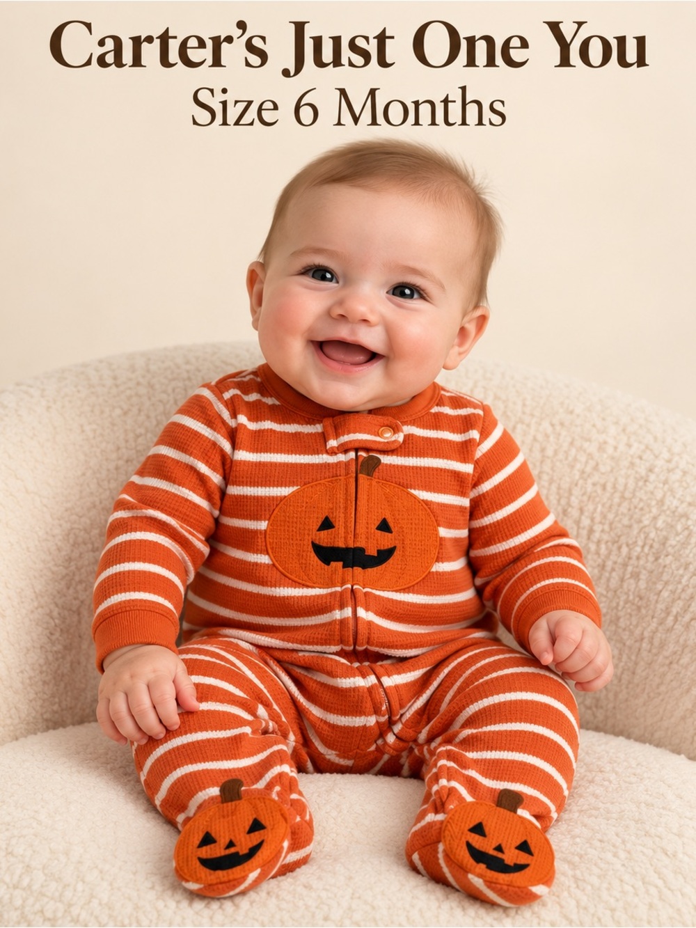 NWT Carter’s Just One You Pumpkin Halloween Footed Sleeper 6M